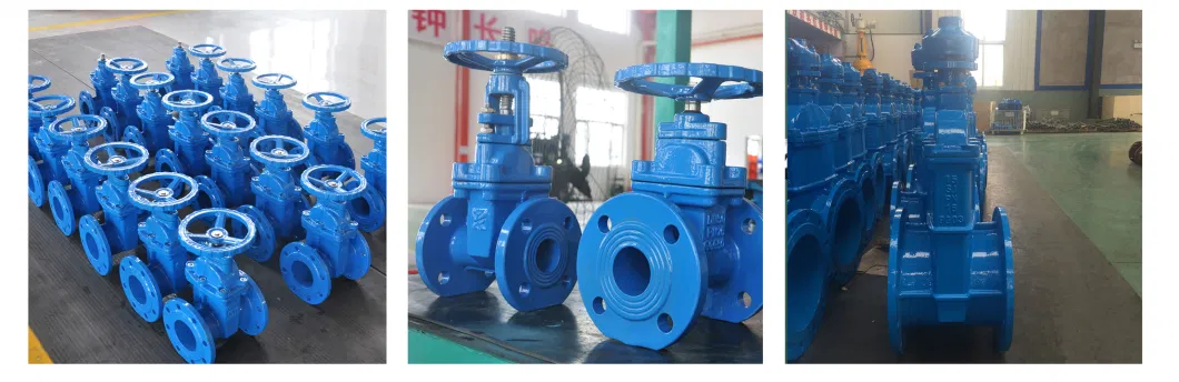 DN300 Resilient Seat Bevel Gear Handwheel Cast Ductile Iron Double Flanged DIN3352 F4 Standard Wedge Gate Valves with Nrs
