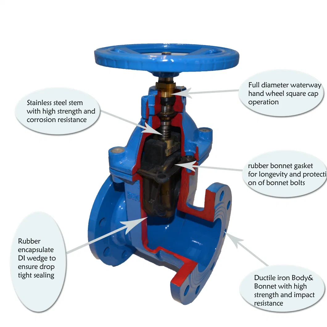 Cast Iron/Wcb/SS304 4 Inch Non Rising Resilient Seat Flanged Pn 16 Industrial Control Gate Valve